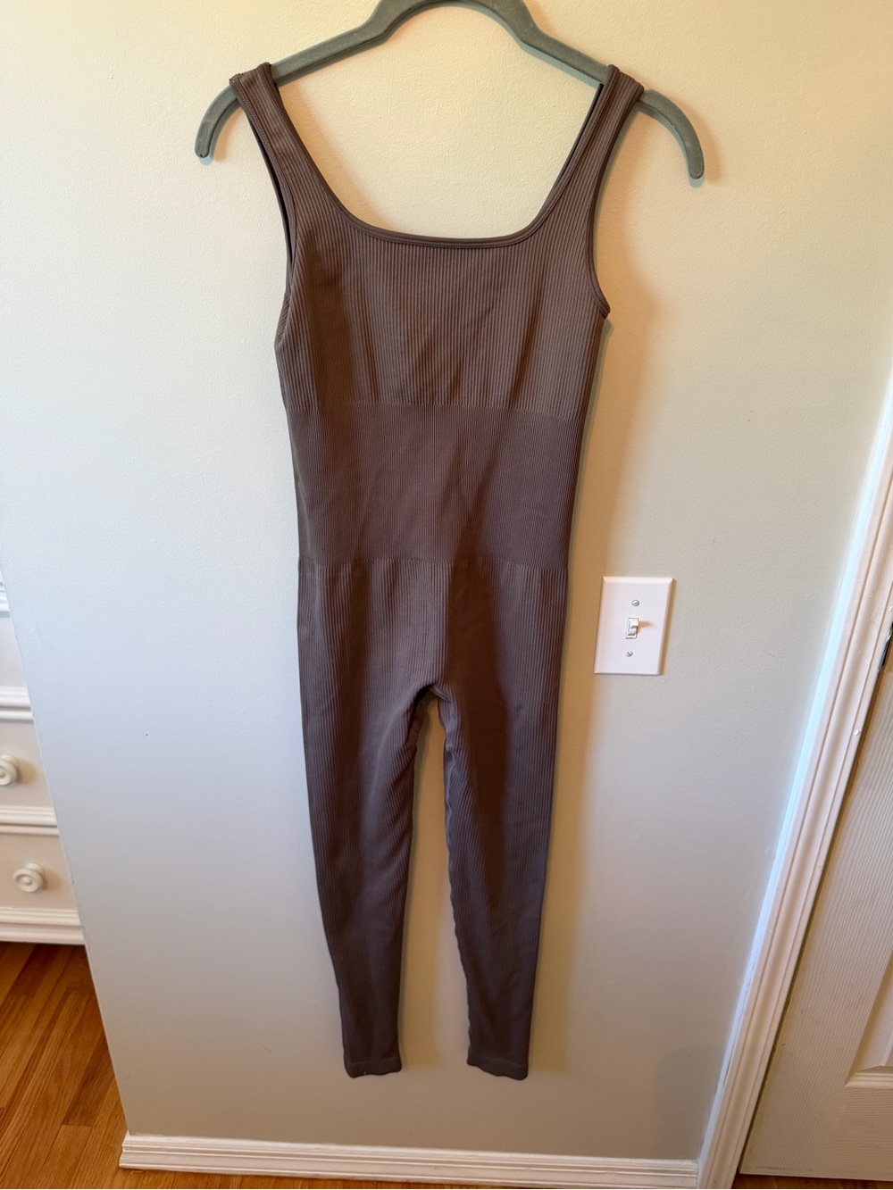 Ribbed Sleeveless Jumpsuit in Taupe